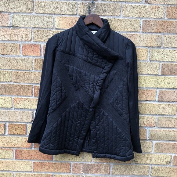 RARE Helmut Lang Asymmetrical Collar Coat Jacket Medium Black - Picture 3 of 9